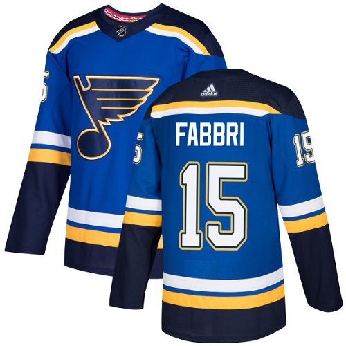 Youth Adidas St. Louis Blues #15 Robby Fabbri Authentic Royal Blue Home NHL Jersey