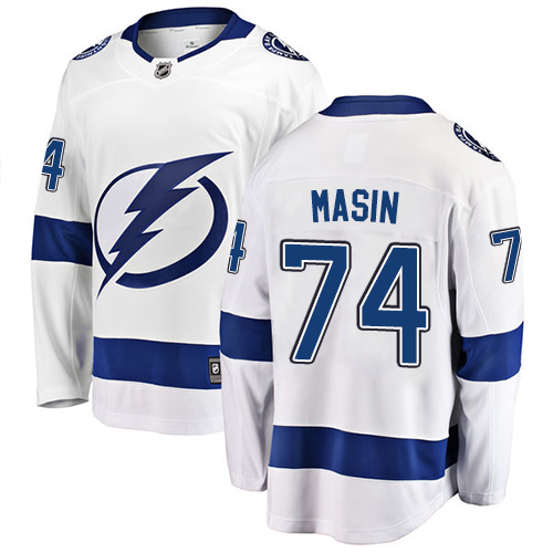 Men's Tampa Bay Lightning #74 Dominik Masin Fanatics Branded White Away Breakaway NHL Jersey