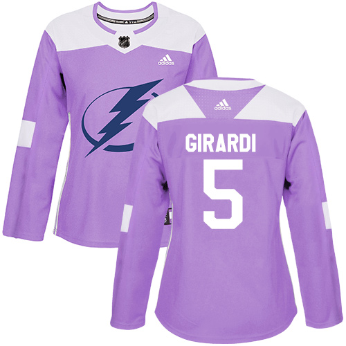 Women's Adidas Tampa Bay Lightning #5 Dan Girardi Authentic Purple Fights Cancer Practice NHL Jersey
