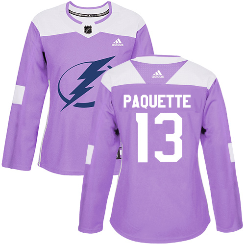 Women's Adidas Tampa Bay Lightning #13 Cedric Paquette Authentic Purple Fights Cancer Practice NHL Jersey