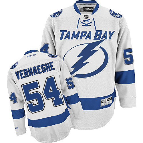 Youth Reebok Tampa Bay Lightning #54 Carter Verhaeghe Authentic White Away NHL Jersey