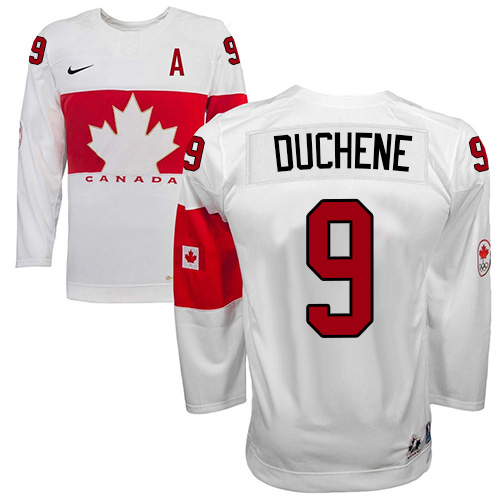 Men's Nike Team Canada #9 Matt Duchene Authentic White Home 2014 Olympic Hockey Jersey