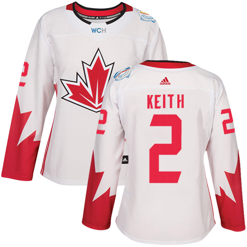 Women's Adidas Team Canada #2 Duncan Keith Authentic White Home 2016 World Cup of Hockey Jersey