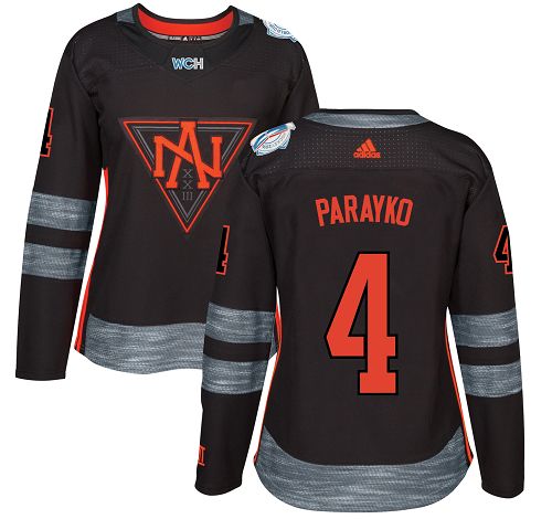 Women's Adidas Team North America #4 Colton Parayko Authentic Black Away 2016 World Cup of Hockey Jersey