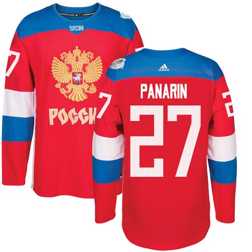 Men's Adidas Team Russia #27 Artemi Panarin Premier Red Away 2016 World Cup of Hockey Jersey