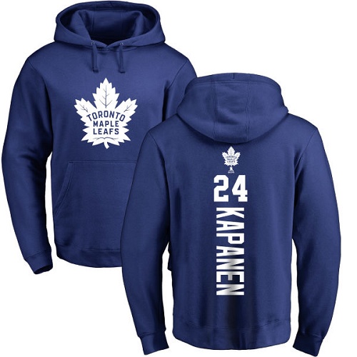 NHL Adidas Toronto Maple Leafs #24 Kasperi Kapanen Royal Blue Backer Pullover Hoodie
