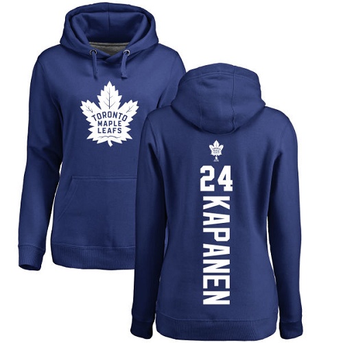 NHL Women's Adidas Toronto Maple Leafs #24 Kasperi Kapanen Royal Blue Backer Pullover Hoodie