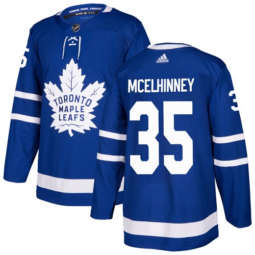 Youth Adidas Toronto Maple Leafs #35 Curtis McElhinney Authentic Royal Blue Home NHL Jersey