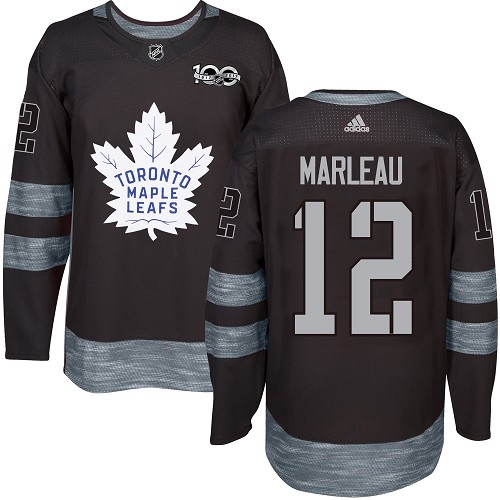 Men's Adidas Toronto Maple Leafs #12 Patrick Marleau Authentic Black 1917-2017 100th Anniversary NHL Jersey
