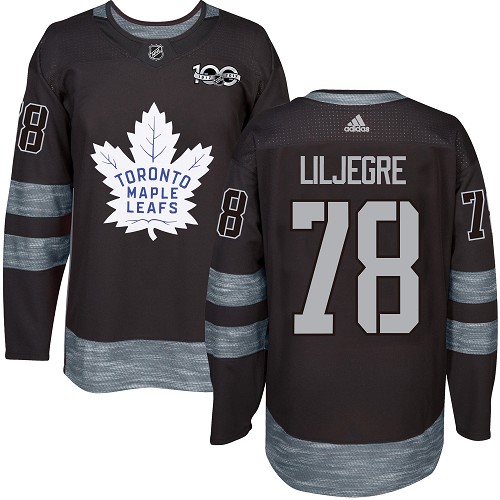 Men's Adidas Toronto Maple Leafs #78 Timothy Liljegre Authentic Black 1917-2017 100th Anniversary NHL Jersey