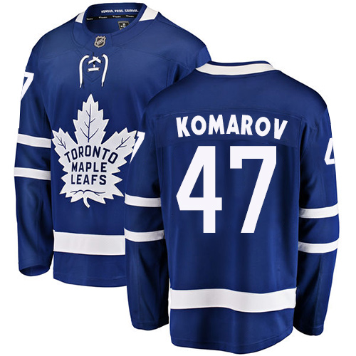 Men's Toronto Maple Leafs #47 Leo Komarov Authentic Royal Blue Home Fanatics Branded Breakaway NHL Jersey