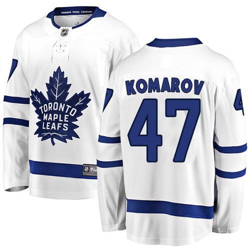 Men's Toronto Maple Leafs #47 Leo Komarov Authentic White Away Fanatics Branded Breakaway NHL Jersey