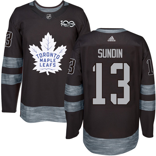 Men's Adidas Toronto Maple Leafs #13 Mats Sundin Premier Black 1917-2017 100th Anniversary NHL Jersey