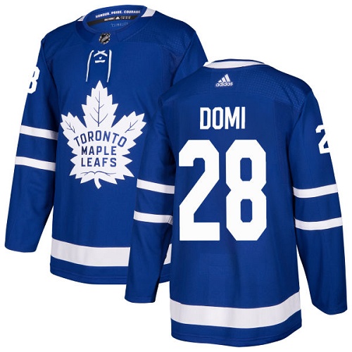 Men's Adidas Toronto Maple Leafs #28 Tie Domi Authentic Royal Blue Home NHL Jersey