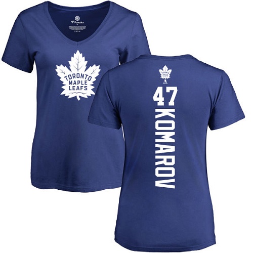 NHL Women's Adidas Toronto Maple Leafs #47 Leo Komarov Royal Blue Backer T-Shirt