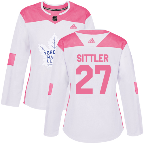 Women's Adidas Toronto Maple Leafs #27 Darryl Sittler Authentic White/Pink Fashion NHL Jersey