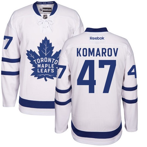 Women's Reebok Toronto Maple Leafs #47 Leo Komarov Authentic White Away NHL Jersey