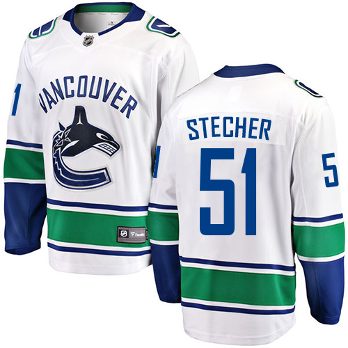 Youth Vancouver Canucks #51 Troy Stecher Fanatics Branded White Away Breakaway NHL Jersey