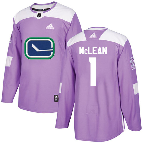 Men's Adidas Vancouver Canucks #1 Kirk Mclean Authentic Purple Fights Cancer Practice NHL Jersey