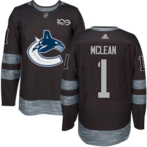 Men's Adidas Vancouver Canucks #1 Kirk Mclean Authentic Black 1917-2017 100th Anniversary NHL Jersey