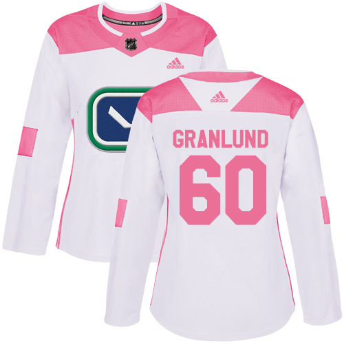Women's Adidas Vancouver Canucks #60 Markus Granlund Authentic White/Pink Fashion NHL Jersey