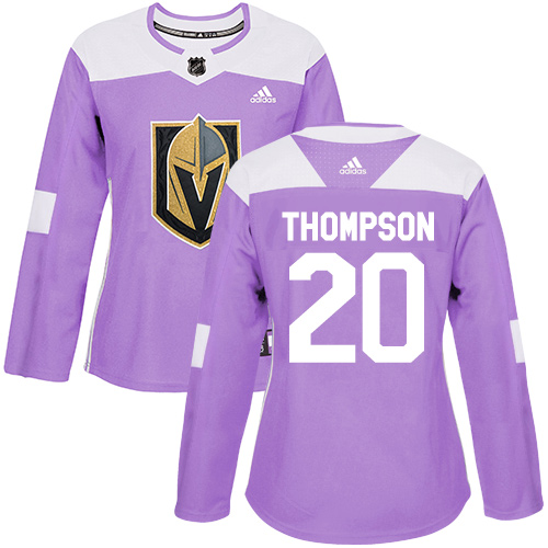 Women's Adidas Vegas Golden Knights #20 Paul Thompson Authentic Purple Fights Cancer Practice NHL Jersey