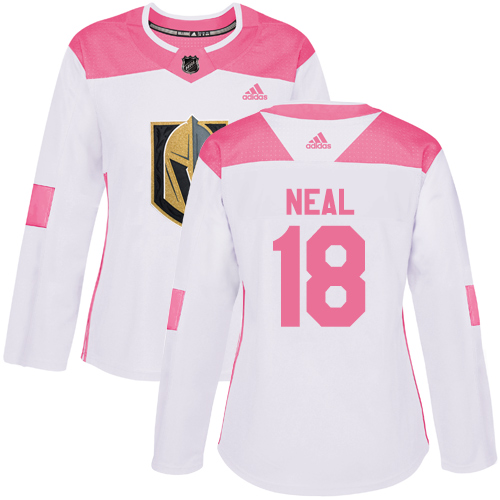 Women's Adidas Vegas Golden Knights #18 James Neal Authentic White/Pink Fashion NHL Jersey