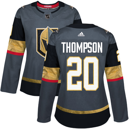 Women's Adidas Vegas Golden Knights #20 Paul Thompson Premier Gray Home NHL Jersey