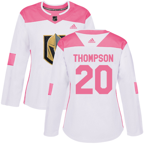 Women's Adidas Vegas Golden Knights #20 Paul Thompson Authentic White/Pink Fashion NHL Jersey