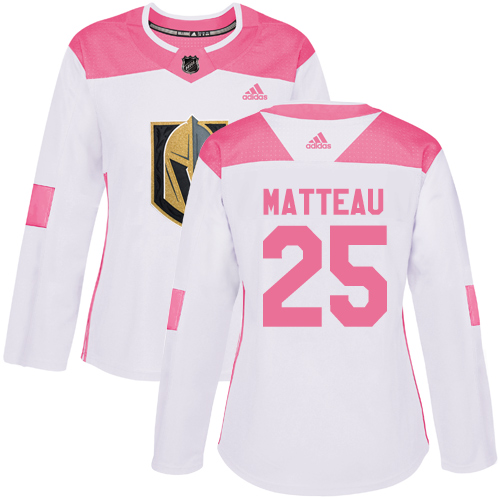 Women's Adidas Vegas Golden Knights #25 Stefan Matteau Authentic White/Pink Fashion NHL Jersey