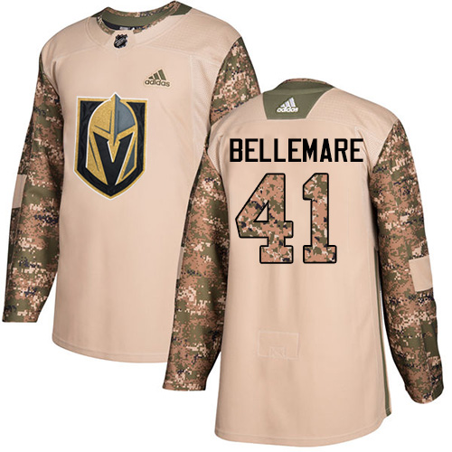 Youth Adidas Vegas Golden Knights #41 Pierre-Edouard Bellemare Authentic Camo Veterans Day Practice NHL Jersey