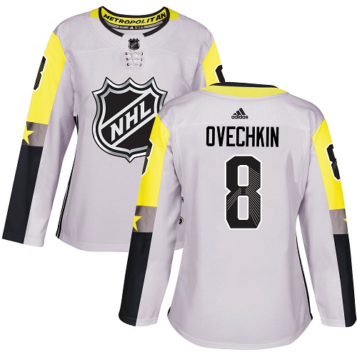 Women's Adidas Washington Capitals #8 Alex Ovechkin Authentic Gray 2018 All-Star Metro Division NHL Jersey