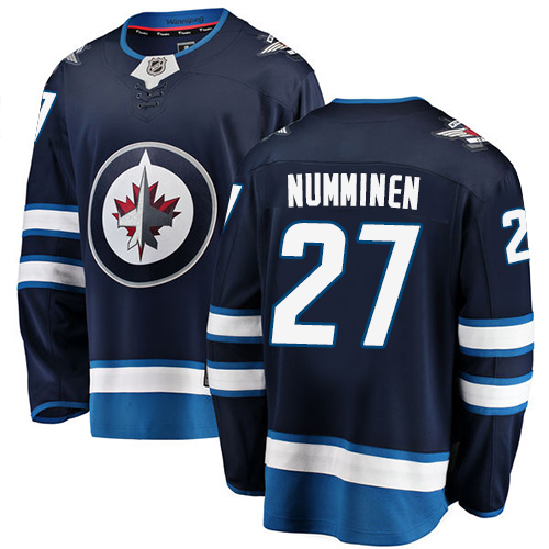 Men's Winnipeg Jets #27 Teppo Numminen Fanatics Branded Navy Blue Home Breakaway NHL Jersey