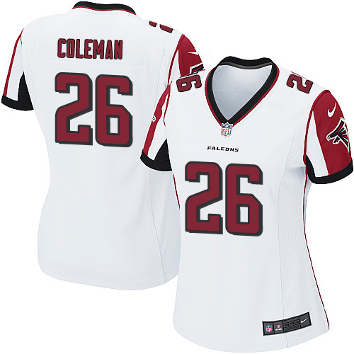 Women's Nike Atlanta Falcons #26 Tevin Coleman Game White NFL Jersey