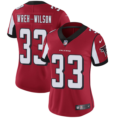 Women's Nike Atlanta Falcons #33 Blidi Wreh-Wilson Red Team Color Vapor Untouchable Elite Player NFL Jersey