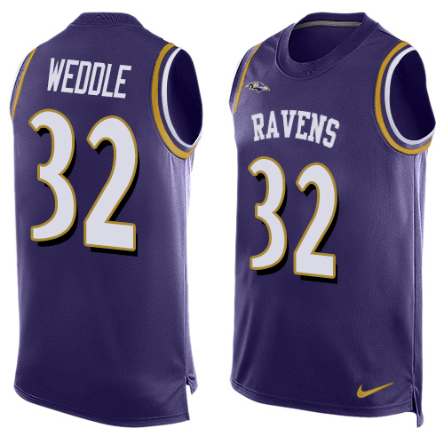 Men's Nike Baltimore Ravens #32 Eric Weddle Limited Purple Player Name & Number Tank Top NFL Jersey