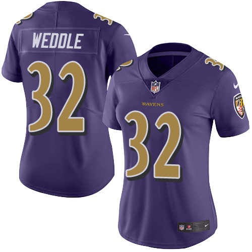 Women's Nike Baltimore Ravens #32 Eric Weddle Limited Purple Rush Vapor Untouchable NFL Jersey