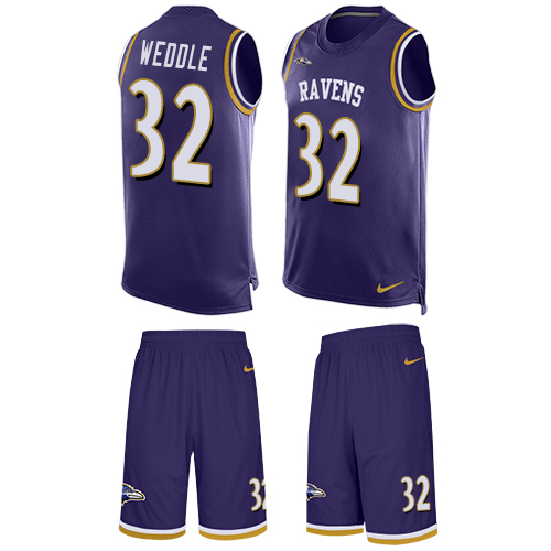 Men's Nike Baltimore Ravens #32 Eric Weddle Limited Purple Tank Top Suit NFL Jersey