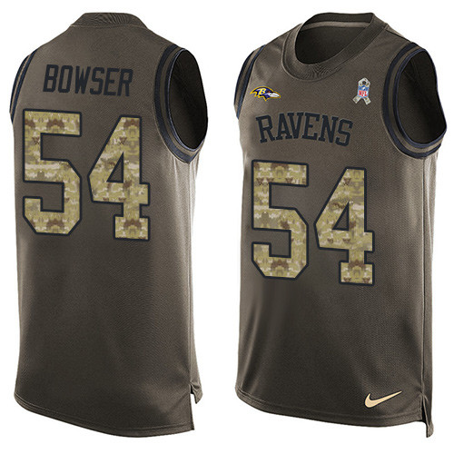 Men's Nike Baltimore Ravens #54 Tyus Bowser Limited Green Salute to Service Tank Top NFL Jersey