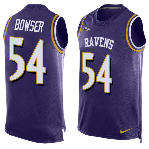 Men's Nike Baltimore Ravens #54 Tyus Bowser Elite Purple Player Name & Number Tank Top NFL Jersey