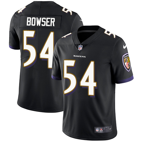 Men's Nike Baltimore Ravens #54 Tyus Bowser Black Alternate Vapor Untouchable Limited Player NFL Jersey