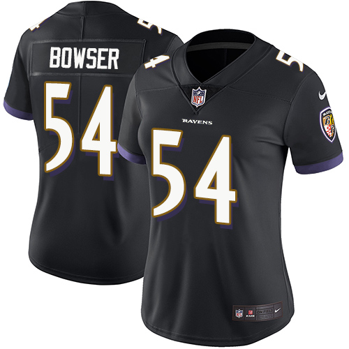 Women's Nike Baltimore Ravens #54 Tyus Bowser Black Alternate Vapor Untouchable Elite Player NFL Jersey