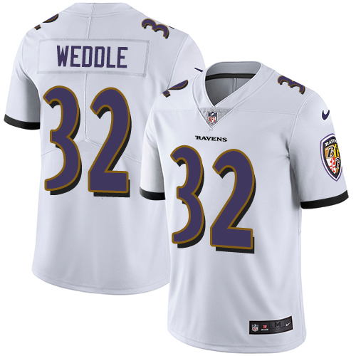 Men's Nike Baltimore Ravens #32 Eric Weddle White Vapor Untouchable Limited Player NFL Jersey