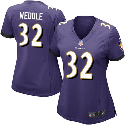 Women's Nike Baltimore Ravens #32 Eric Weddle Game Purple Team Color NFL Jersey