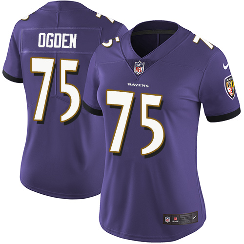 Women's Nike Baltimore Ravens #75 Jonathan Ogden Purple Team Color Vapor Untouchable Limited Player NFL Jersey