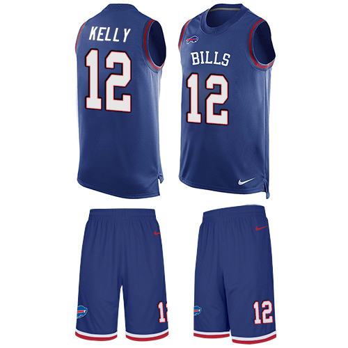 Men's Nike Buffalo Bills #12 Jim Kelly Limited Royal Blue Tank Top Suit NFL Jersey