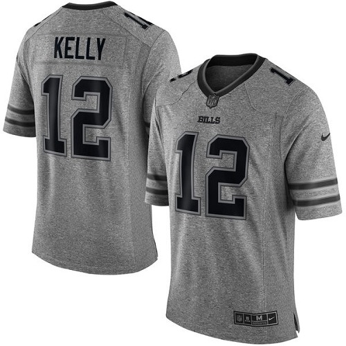 Men's Nike Buffalo Bills #12 Jim Kelly Limited Gray Gridiron NFL Jersey