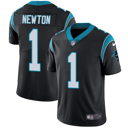 Men's Nike Carolina Panthers #1 Cam Newton Black Team Color Vapor Untouchable Limited Player NFL Jersey