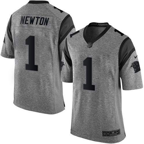 Men's Nike Carolina Panthers #1 Cam Newton Limited Gray Gridiron NFL Jersey