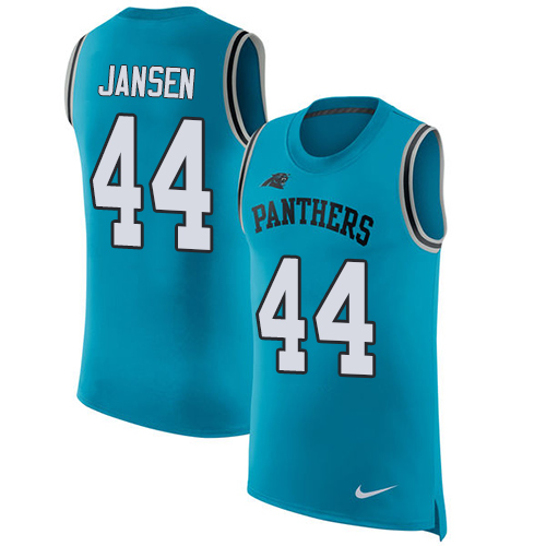 Men's Nike Carolina Panthers #44 J.J. Jansen Blue Rush Player Name & Number Tank Top NFL Jersey